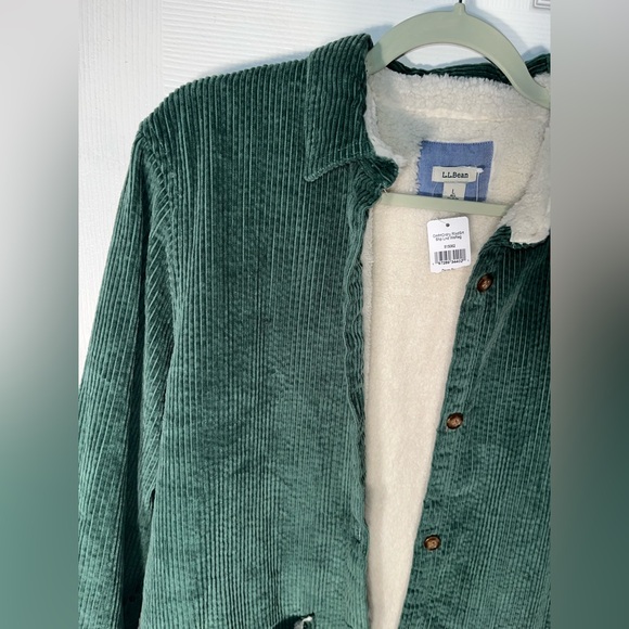 NWT Women’s L.L. Bean Corduroy Utility Sherpa Lined Jacket Shacket Button Large - Picture 4 of 10